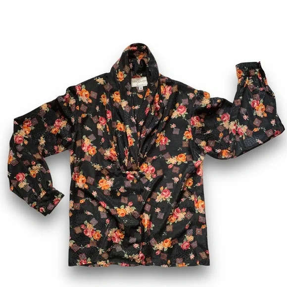 v i n t a g e :: Draped Satin Glamorous Brocade Blouse Padded - Picture 5 of 9